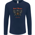 Devil Burger Demon Satan Grim Reaper BBQ Mens Long Sleeve T-Shirt Navy Blue