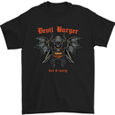 Devil Burger Demon Satan Grim Reaper BBQ Mens T-Shirt Cotton Gildan Black