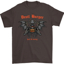 Devil Burger Demon Satan Grim Reaper BBQ Mens T-Shirt Cotton Gildan Dark Chocolate