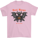 Devil Burger Demon Satan Grim Reaper BBQ Mens T-Shirt Cotton Gildan Light Pink