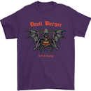 Devil Burger Demon Satan Grim Reaper BBQ Mens T-Shirt Cotton Gildan Purple