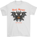 Devil Burger Demon Satan Grim Reaper BBQ Mens T-Shirt Cotton Gildan White
