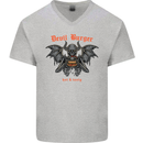 Devil Burger Demon Satan Grim Reaper BBQ Mens V-Neck Cotton T-Shirt Sports Grey