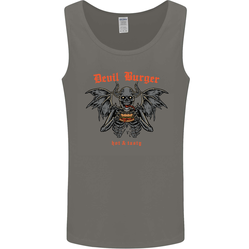 Devil Burger Demon Satan Grim Reaper BBQ Mens Vest Tank Top Charcoal