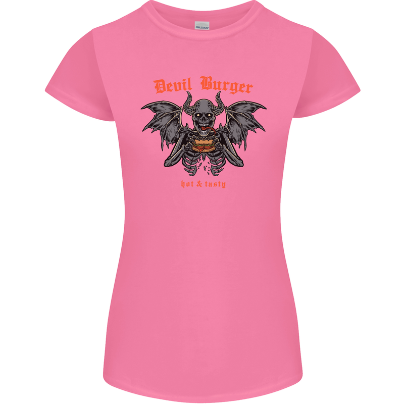 Devil Burger Demon Satan Grim Reaper BBQ Womens Petite Cut T-Shirt Azalea