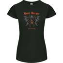 Devil Burger Demon Satan Grim Reaper BBQ Womens Petite Cut T-Shirt Black