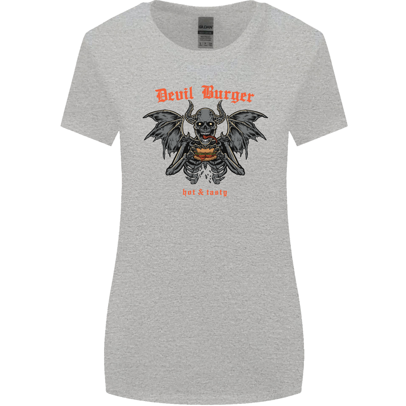 Devil Burger Demon Satan Grim Reaper BBQ Womens Wider Cut T-Shirt Sports Grey