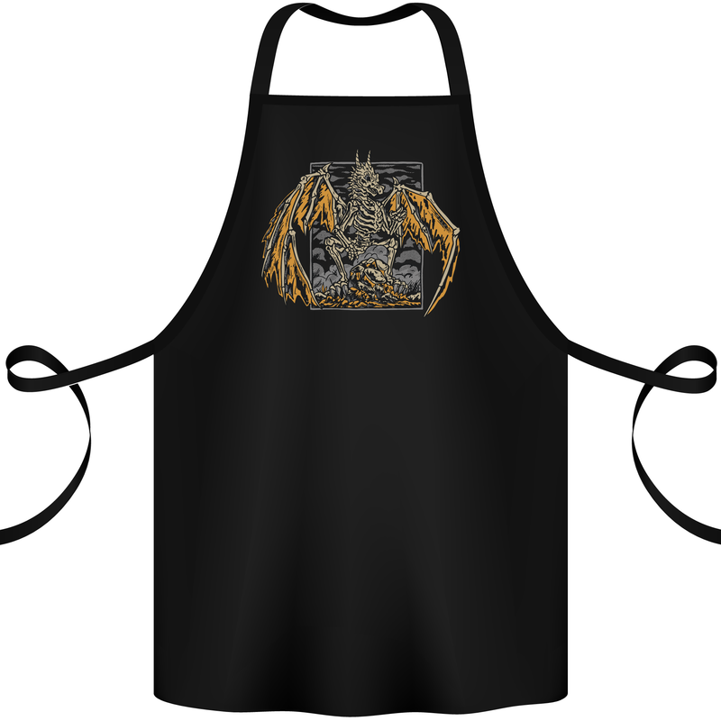 Devil Dragon Skeleton Fantasy Skull Demon Cotton Apron 100% Organic Black