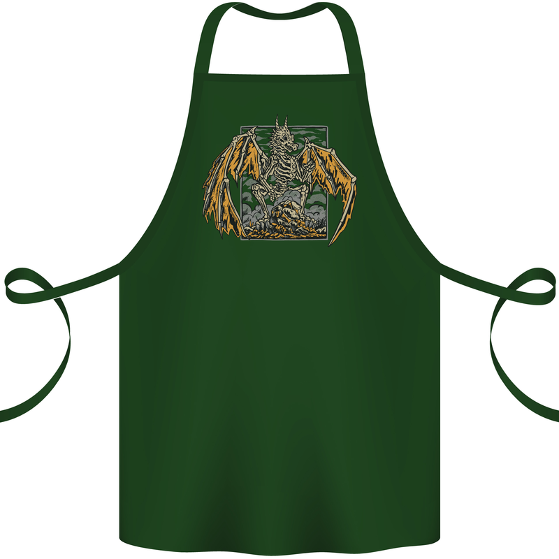 Devil Dragon Skeleton Fantasy Skull Demon Cotton Apron 100% Organic Forest Green