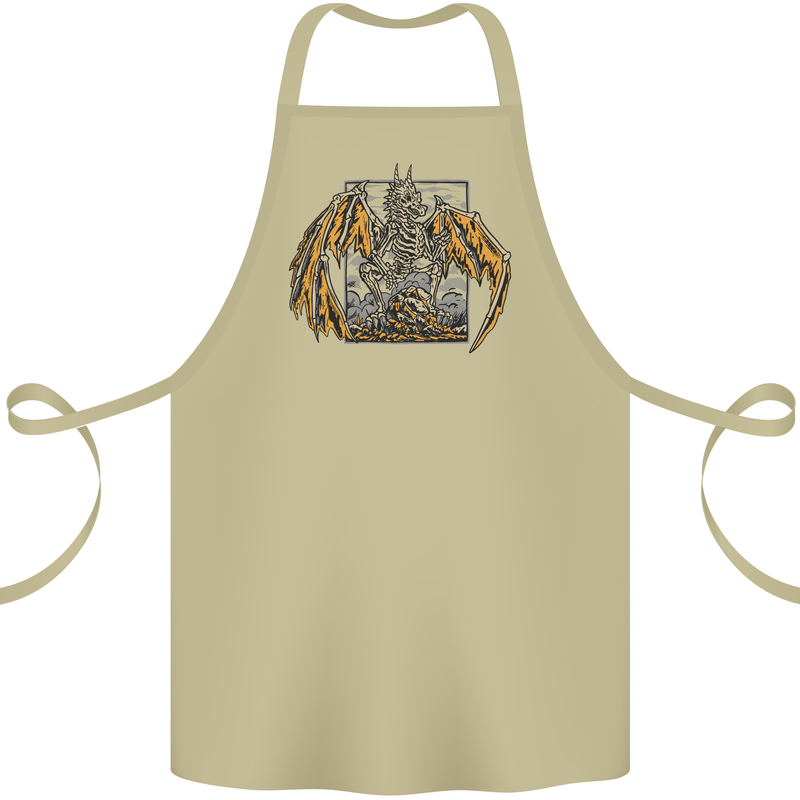 Devil Dragon Skeleton Fantasy Skull Demon Cotton Apron 100% Organic Khaki