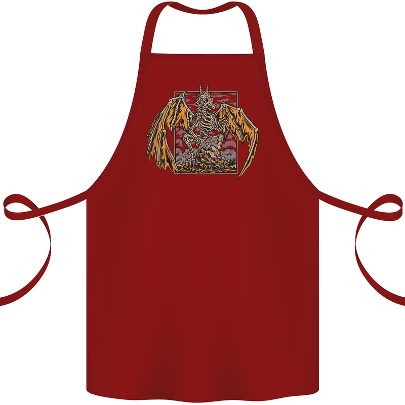 Devil Dragon Skeleton Fantasy Skull Demon Cotton Apron 100% Organic Maroon