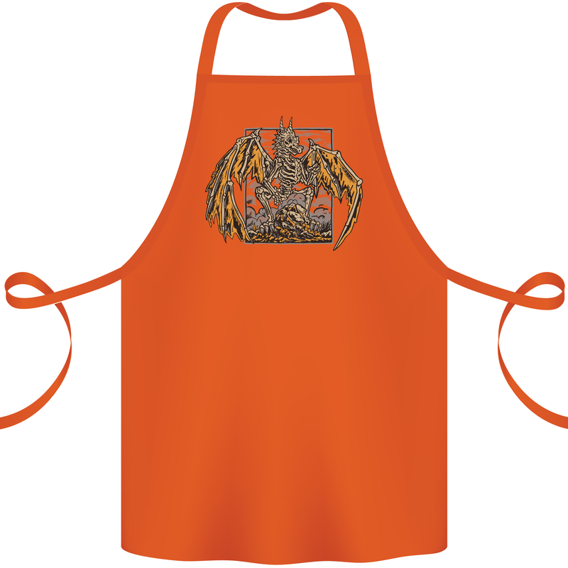 Devil Dragon Skeleton Fantasy Skull Demon Cotton Apron 100% Organic Orange
