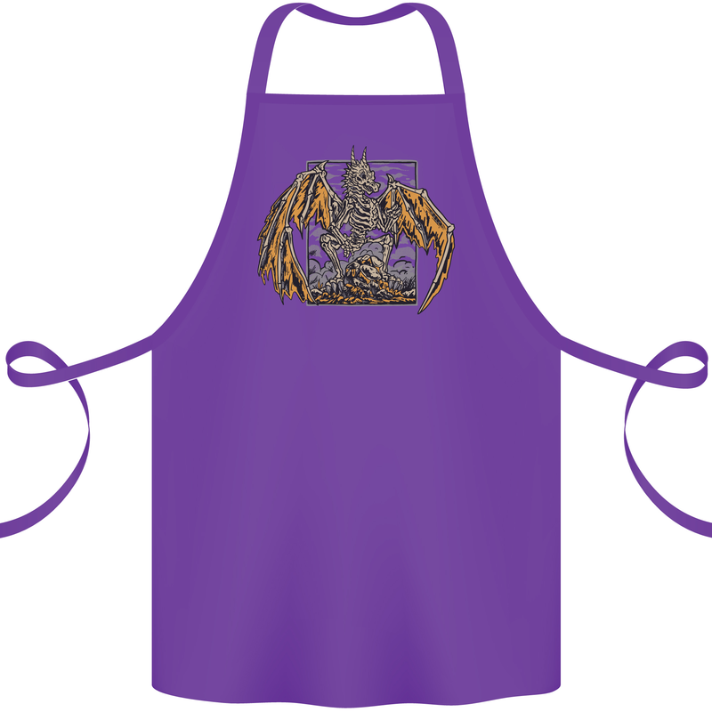 Devil Dragon Skeleton Fantasy Skull Demon Cotton Apron 100% Organic Purple