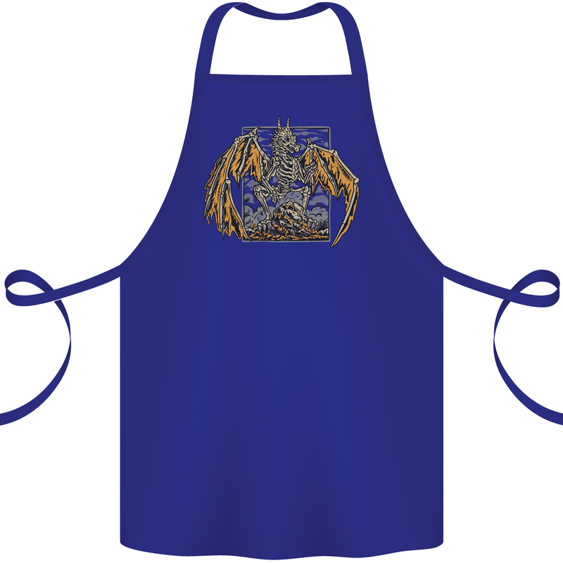 Devil Dragon Skeleton Fantasy Skull Demon Cotton Apron 100% Organic Royal Blue