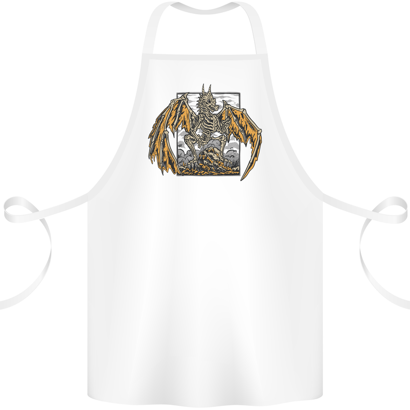 Devil Dragon Skeleton Fantasy Skull Demon Cotton Apron 100% Organic White