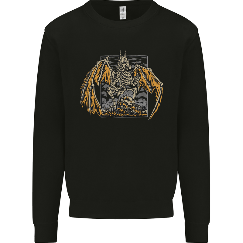 Devil Dragon Skeleton Fantasy Skull Demon Kids Sweatshirt Jumper Black