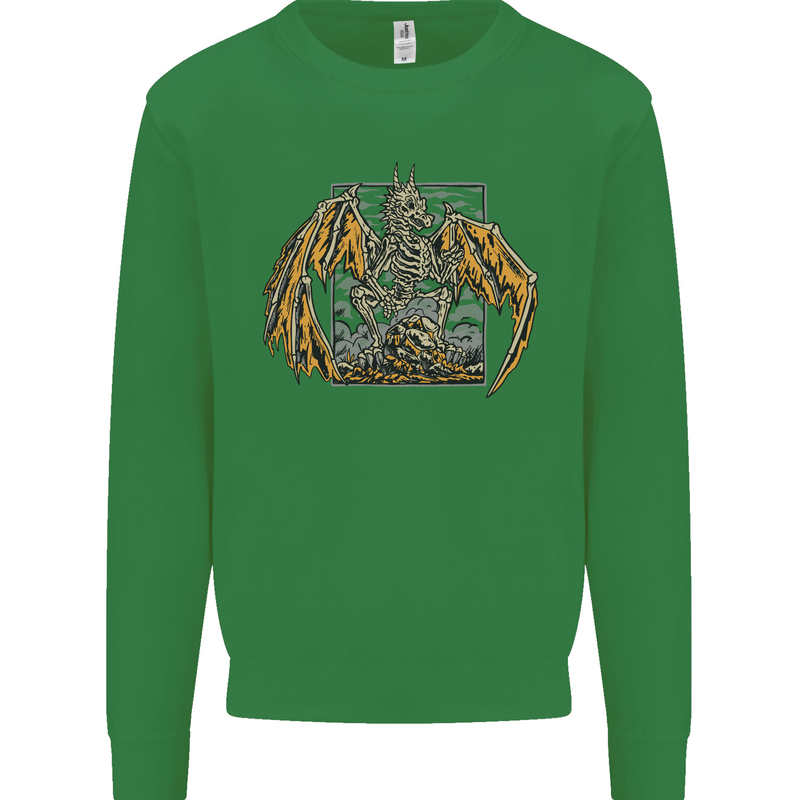 Devil Dragon Skeleton Fantasy Skull Demon Kids Sweatshirt Jumper Irish Green