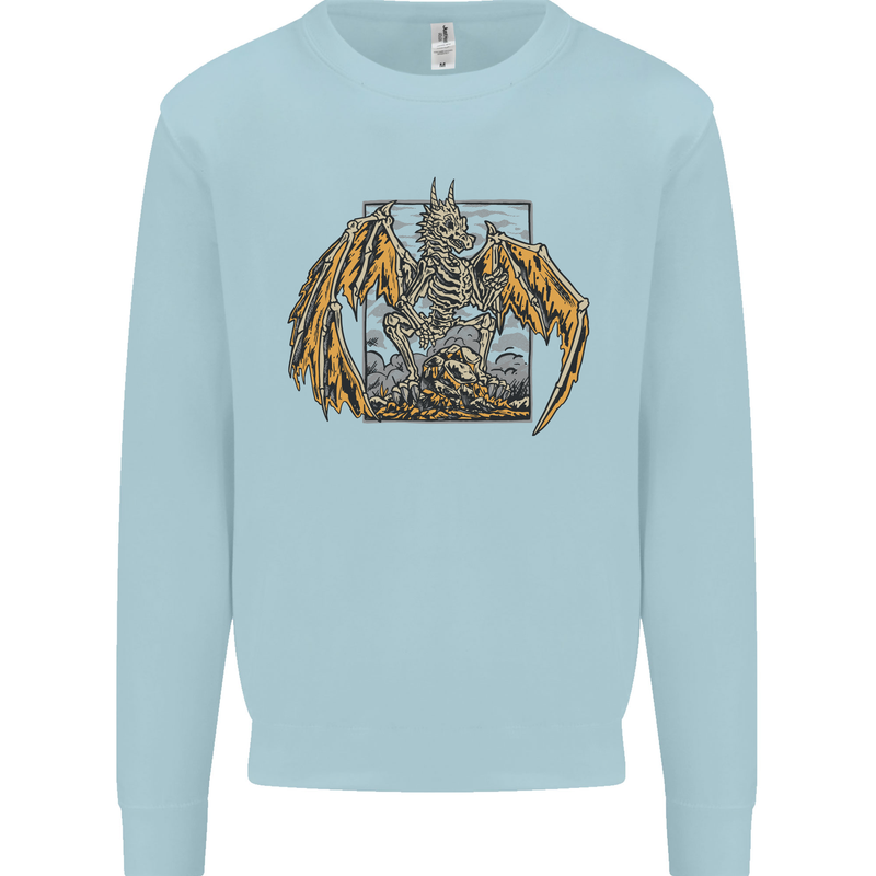 Devil Dragon Skeleton Fantasy Skull Demon Kids Sweatshirt Jumper Light Blue