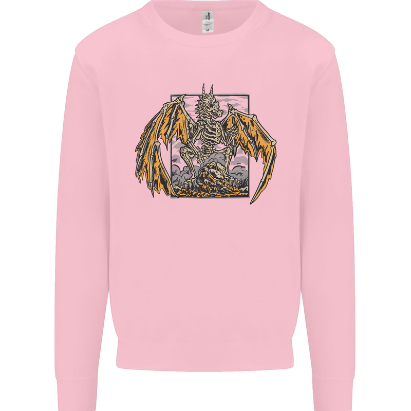 Devil Dragon Skeleton Fantasy Skull Demon Kids Sweatshirt Jumper Light Pink