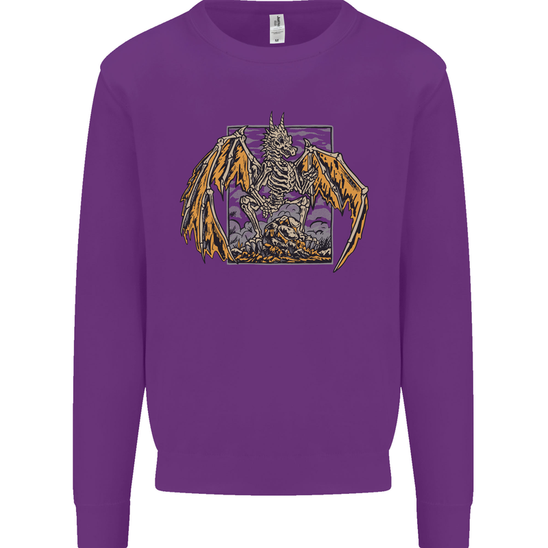 Devil Dragon Skeleton Fantasy Skull Demon Kids Sweatshirt Jumper Purple