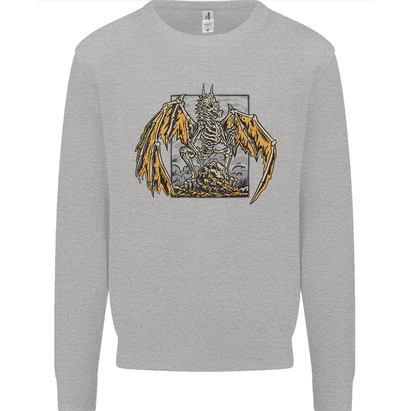 Devil Dragon Skeleton Fantasy Skull Demon Kids Sweatshirt Jumper Sports Grey