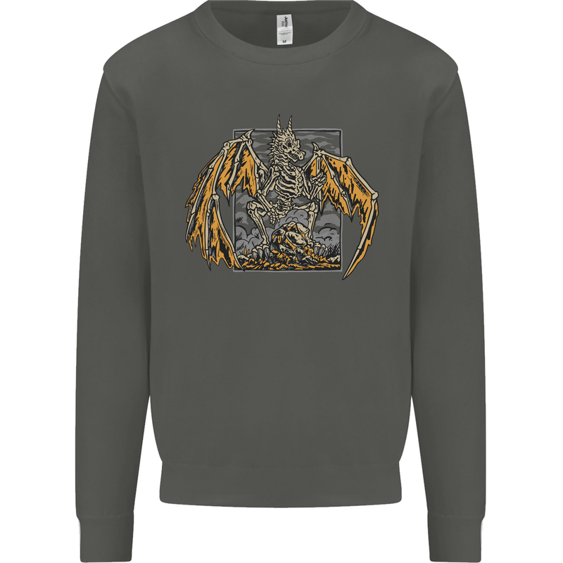 Devil Dragon Skeleton Fantasy Skull Demon Kids Sweatshirt Jumper Storm Grey