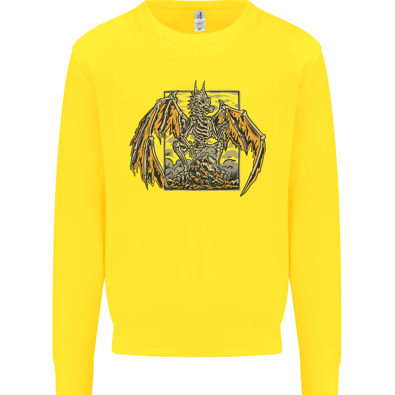 Devil Dragon Skeleton Fantasy Skull Demon Kids Sweatshirt Jumper Yellow