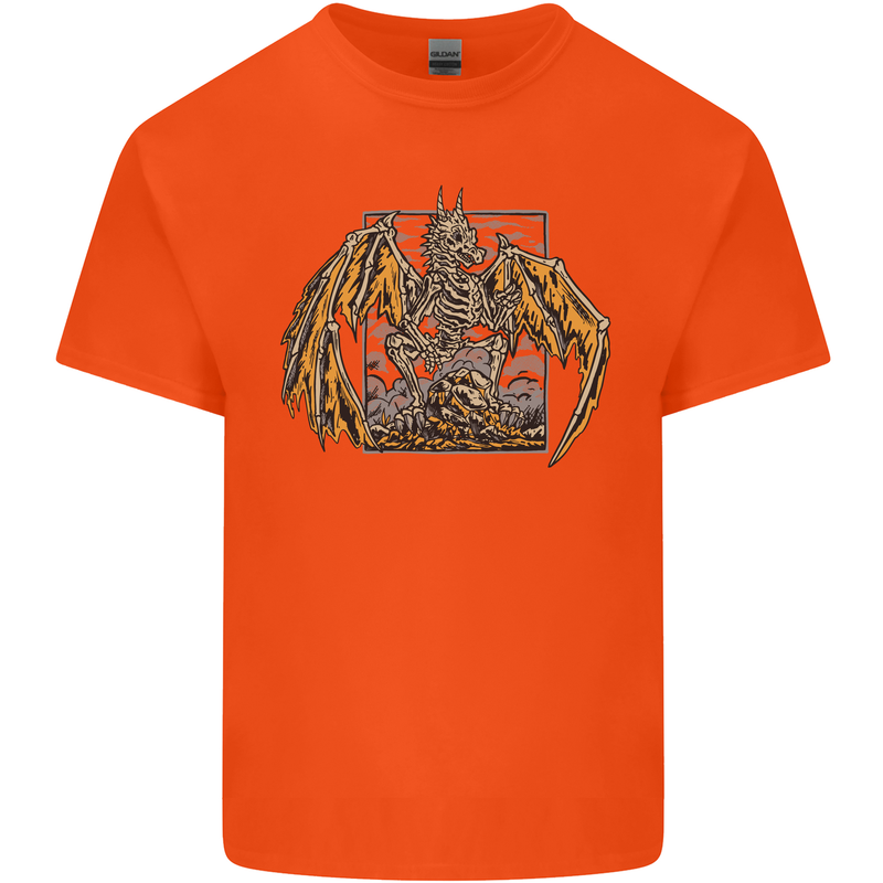 Devil Dragon Skeleton Fantasy Skull Demon Kids T-Shirt Childrens Orange