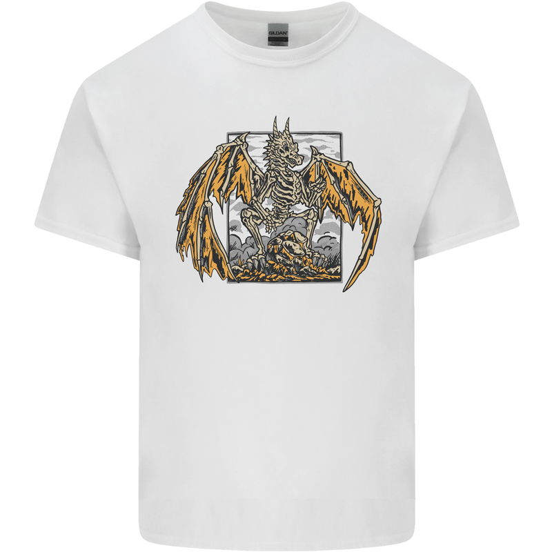 Devil Dragon Skeleton Fantasy Skull Demon Kids T-Shirt Childrens White