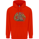 Devil Dragon Skeleton Fantasy Skull Demon Mens 80% Cotton Hoodie Bright Red