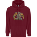 Devil Dragon Skeleton Fantasy Skull Demon Mens 80% Cotton Hoodie Maroon