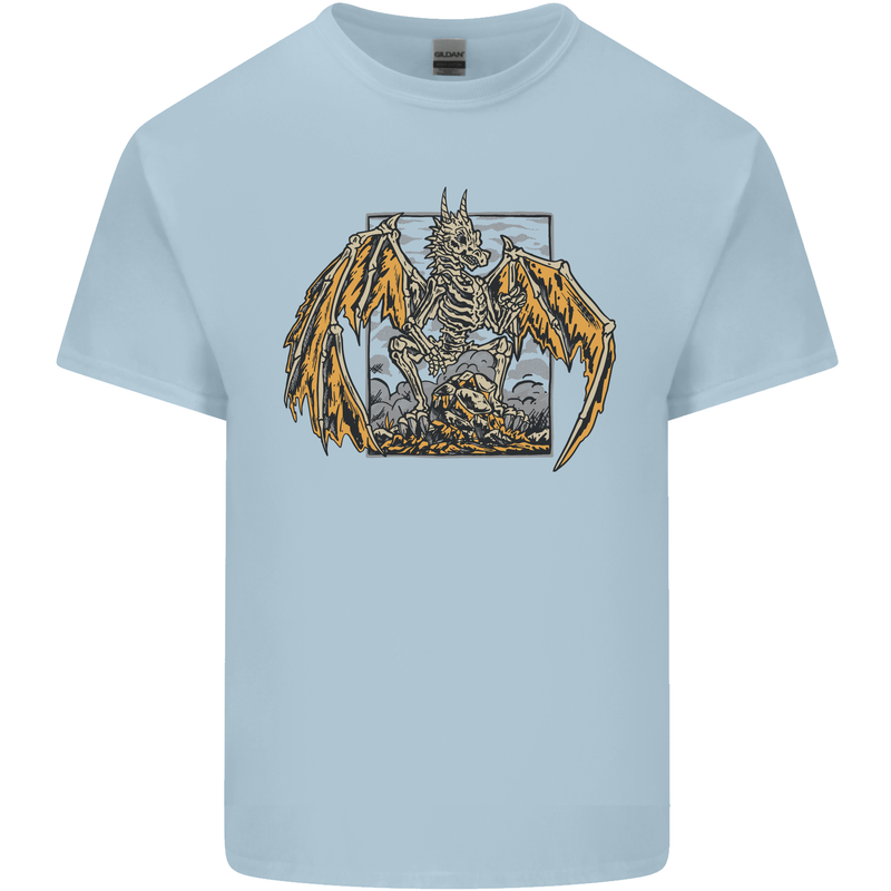Devil Dragon Skeleton Fantasy Skull Demon Mens Cotton T-Shirt Tee Top Light Blue