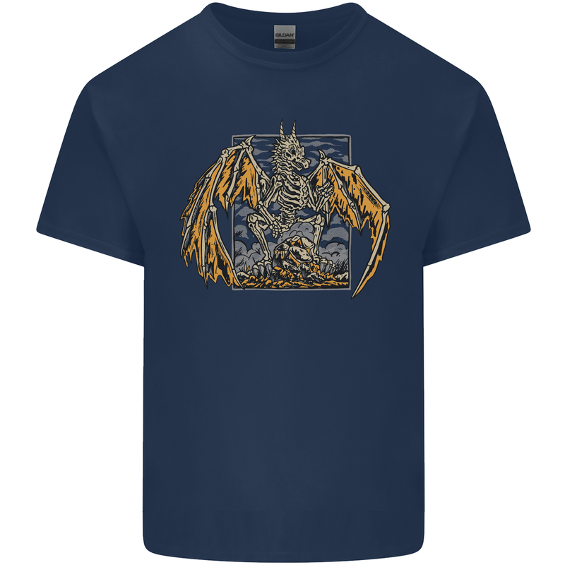 Devil Dragon Skeleton Fantasy Skull Demon Mens Cotton T-Shirt Tee Top Navy Blue