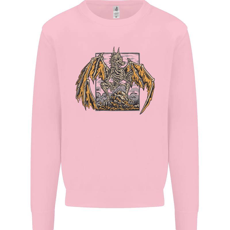 Devil Dragon Skeleton Fantasy Skull Demon Mens Sweatshirt Jumper Light Pink