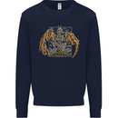 Devil Dragon Skeleton Fantasy Skull Demon Mens Sweatshirt Jumper Navy Blue