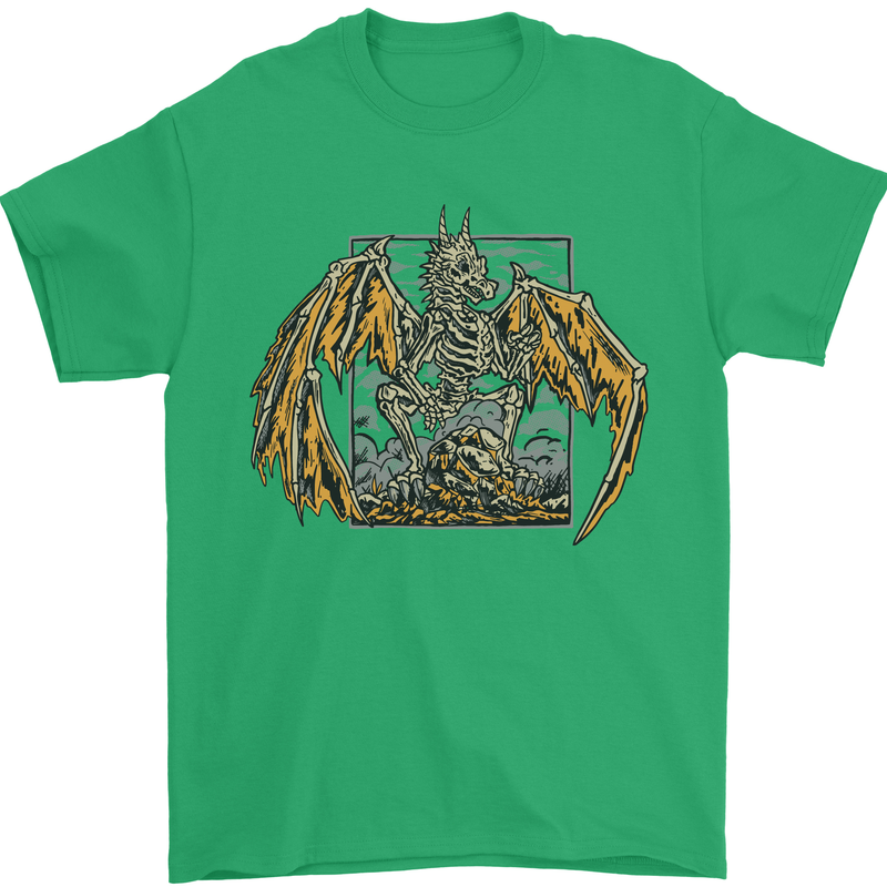 Devil Dragon Skeleton Fantasy Skull Demon Mens T-Shirt Cotton Gildan Irish Green