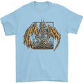 Devil Dragon Skeleton Fantasy Skull Demon Mens T-Shirt Cotton Gildan Light Blue