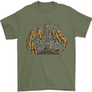 Devil Dragon Skeleton Fantasy Skull Demon Mens T-Shirt Cotton Gildan Military Green