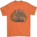 Devil Dragon Skeleton Fantasy Skull Demon Mens T-Shirt Cotton Gildan Orange