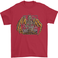 Devil Dragon Skeleton Fantasy Skull Demon Mens T-Shirt Cotton Gildan Red