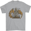 Devil Dragon Skeleton Fantasy Skull Demon Mens T-Shirt Cotton Gildan Sports Grey