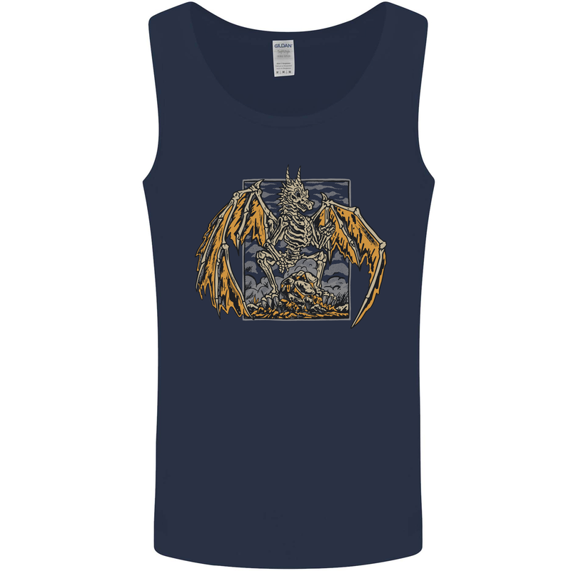 Devil Dragon Skeleton Fantasy Skull Demon Mens Vest Tank Top Navy Blue