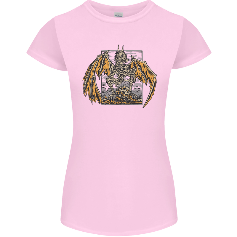 Devil Dragon Skeleton Fantasy Skull Demon Womens Petite Cut T-Shirt Light Pink