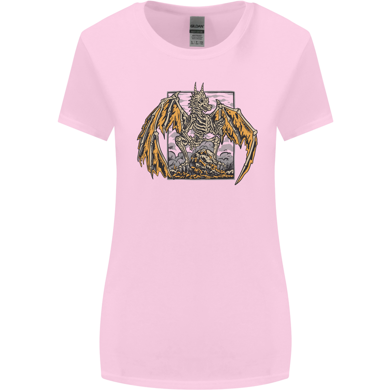Devil Dragon Skeleton Fantasy Skull Demon Womens Wider Cut T-Shirt Light Pink