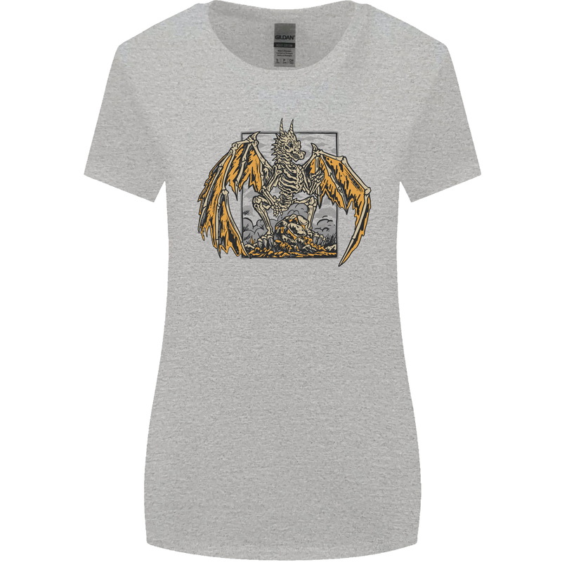 Devil Dragon Skeleton Fantasy Skull Demon Womens Wider Cut T-Shirt Sports Grey