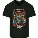 Devil Head Motorcycle Motorbike Biker Mens V-Neck Cotton T-Shirt Black
