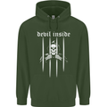 Devil Inside Grim Reaper Satan Skull Gothic Childrens Kids Hoodie Forest Green