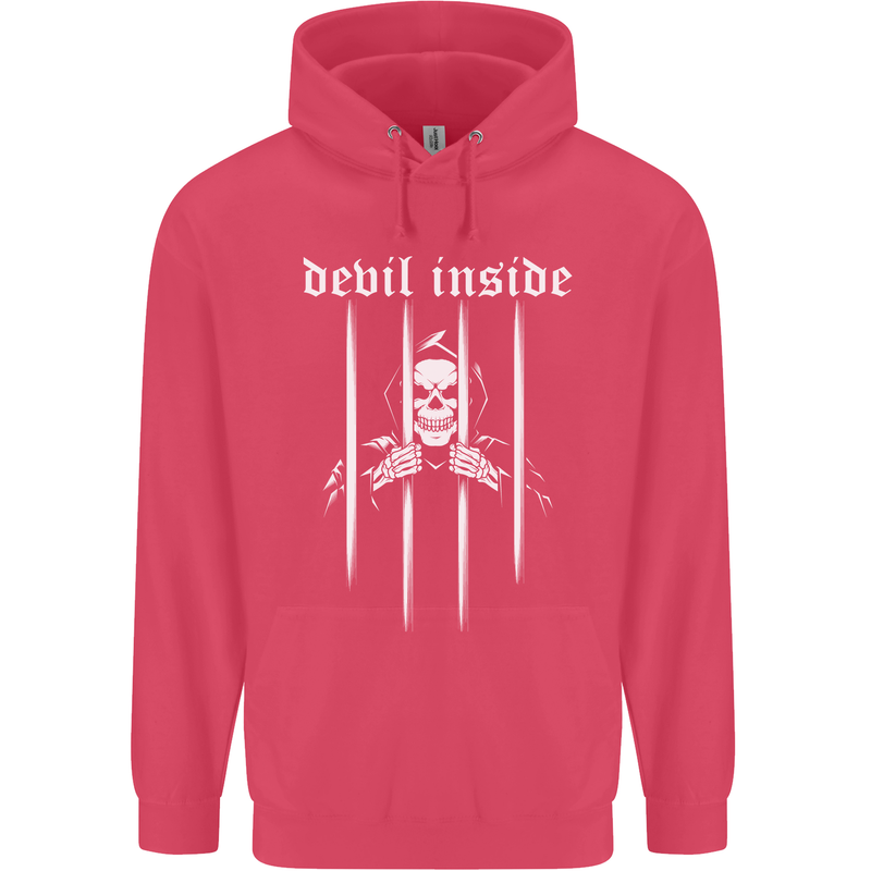 Devil Inside Grim Reaper Satan Skull Gothic Childrens Kids Hoodie Heliconia