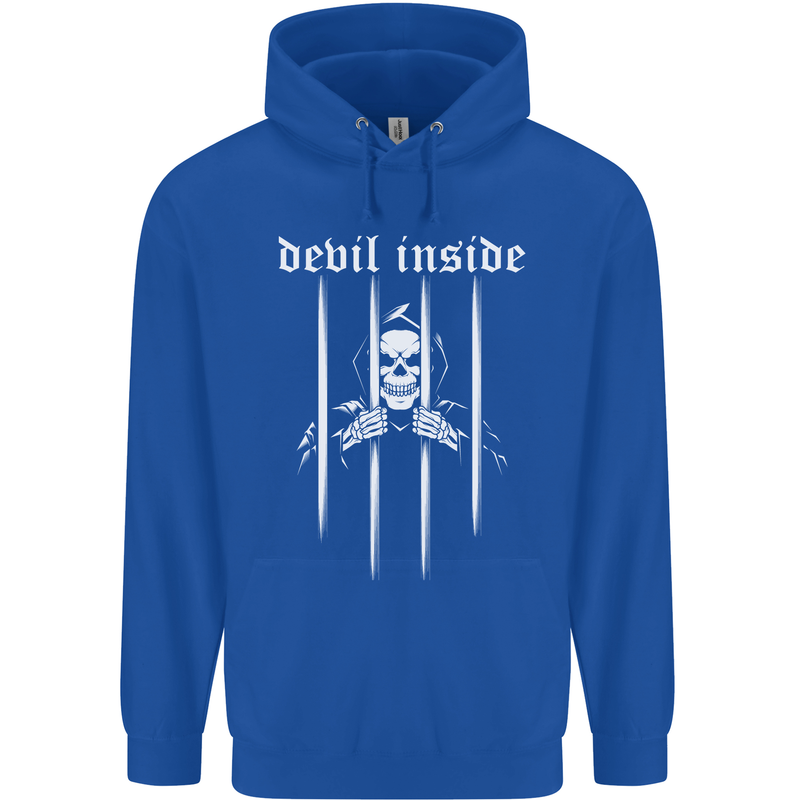 Devil Inside Grim Reaper Satan Skull Gothic Childrens Kids Hoodie Royal Blue
