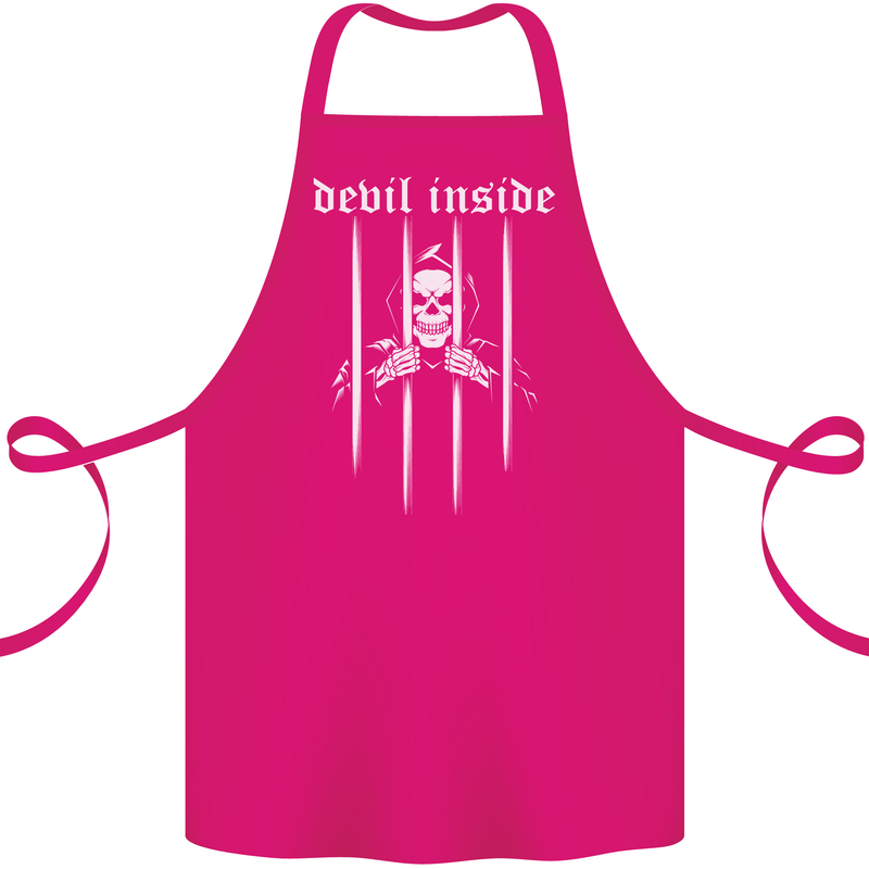 Devil Inside Grim Reaper Satan Skull Gothic Cotton Apron 100% Organic Pink